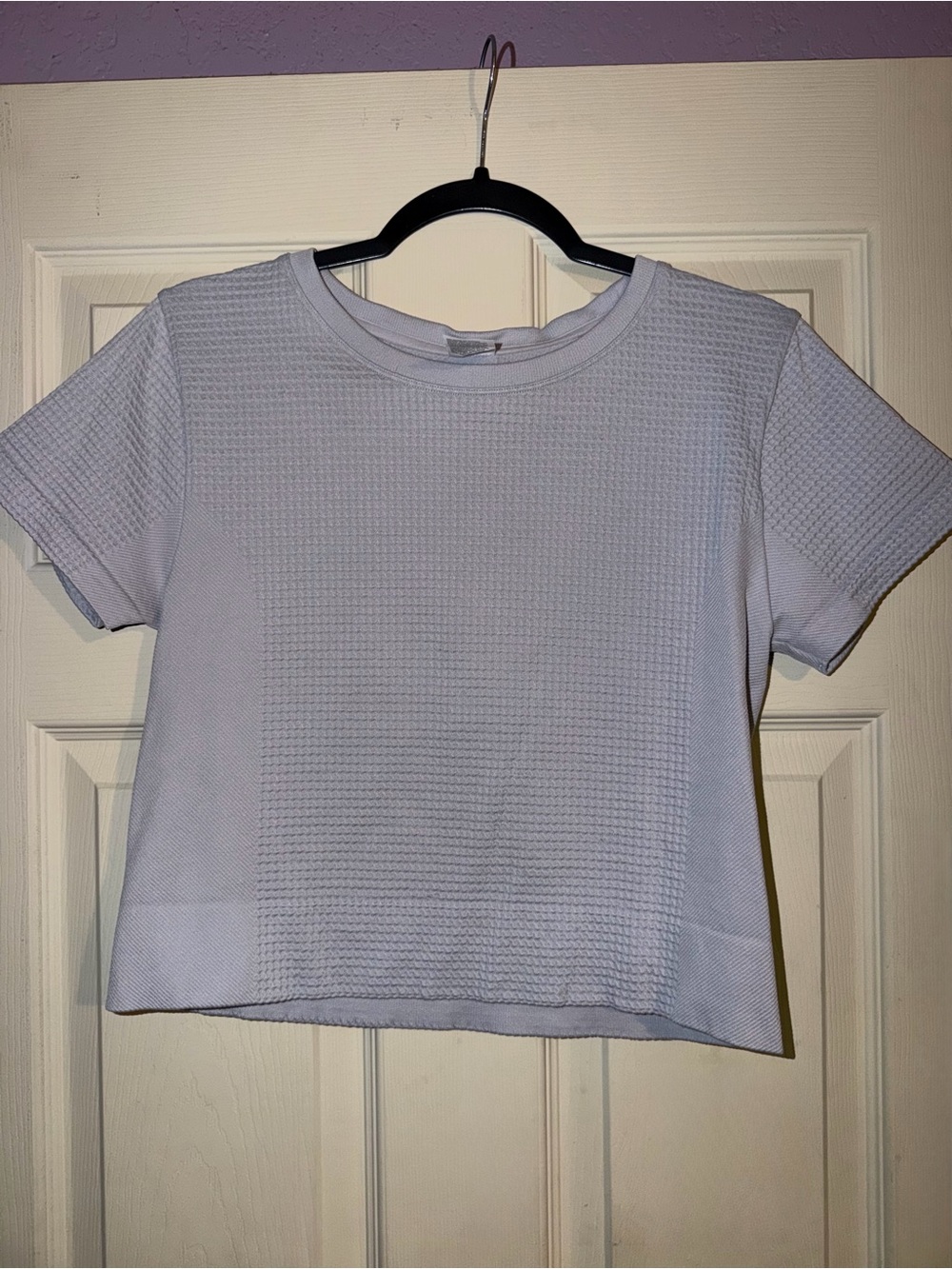 White Textured Workout Short Sleeve Crew Top